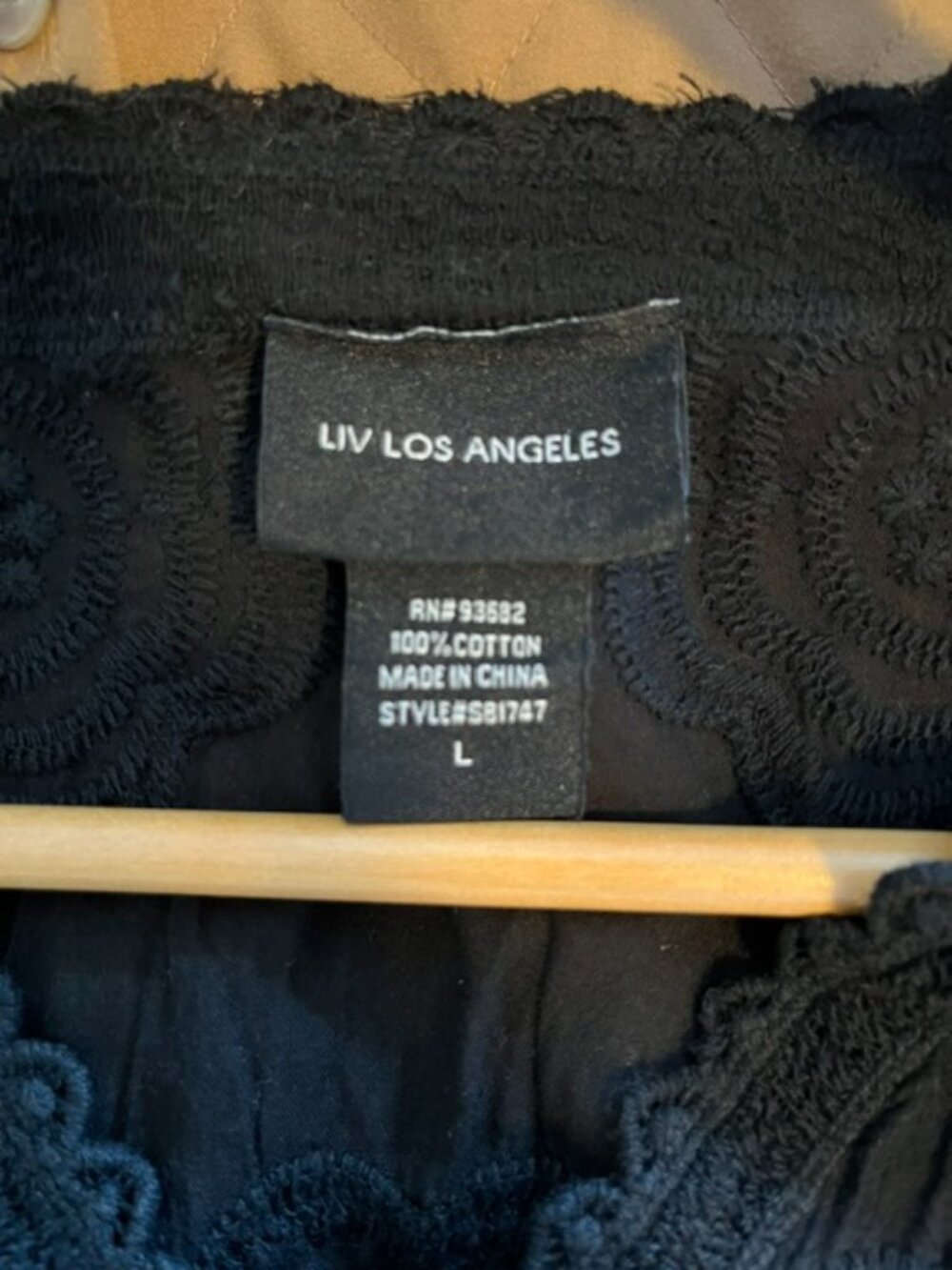Liv Los Angeles Black Crochet Blouse | Size Large - Picture 6 of 8